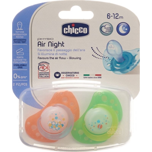 Chicco Physiological Silicone Soother GLOWING medium 6-16m CASE IT / DE / FR 2 pcs buy online