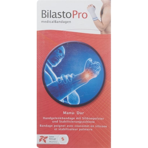 Bilasto Pro Manu major Handgelenkbandage S left gray with rail silicon pads Velcro buy online