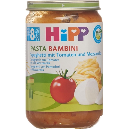 Hipp Pasta Bambini spaghetti with tomato and mozzarella eight months 220 g buy online