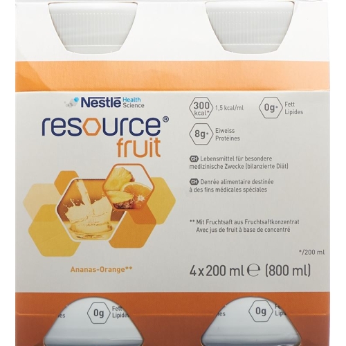 Resource Fruit Drink Ananas-Orange 4x 200ml buy online