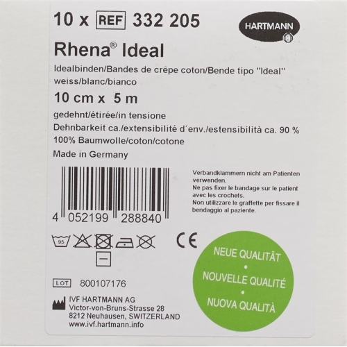 Rhena Ideal Elastische Binde 10cmx5m Weiss 10 Stück buy online