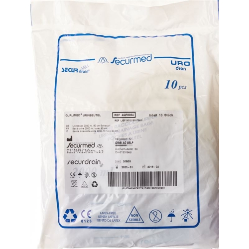 Qualimed Urinbeutel 2L 90cm ohne Rv 10 Stück buy online