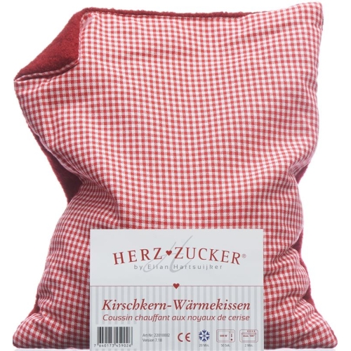 Herzzucker Kirschkernkissen 26x21cm Karo/wollw Rot buy online