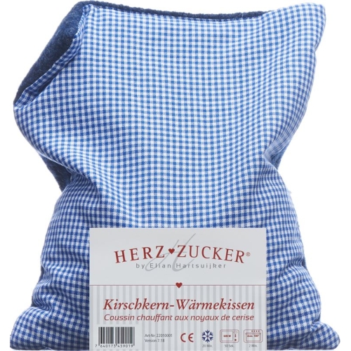 Herzzucker cherry stone cushion 26x21cm checked/wool blue buy online