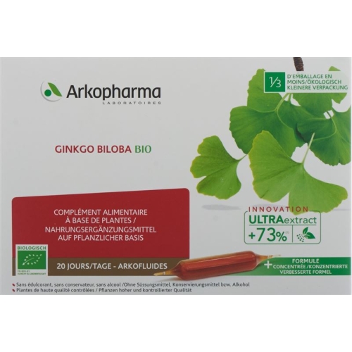 Arkofluide Ginkgo Biloba Trinkampullen Bio 20x 10ml buy online