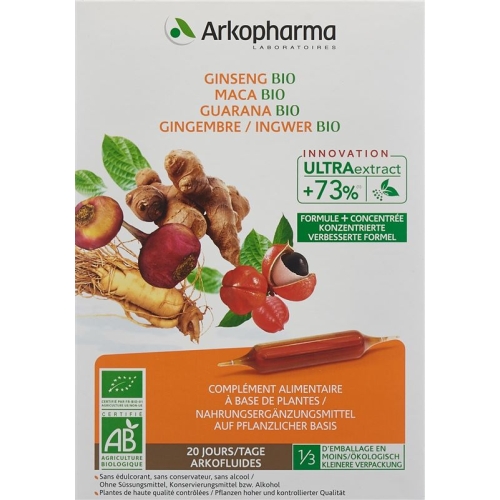 Arkofluide Gins-maca-guar-ingw Trinkampullen Bio 20 Stück buy online