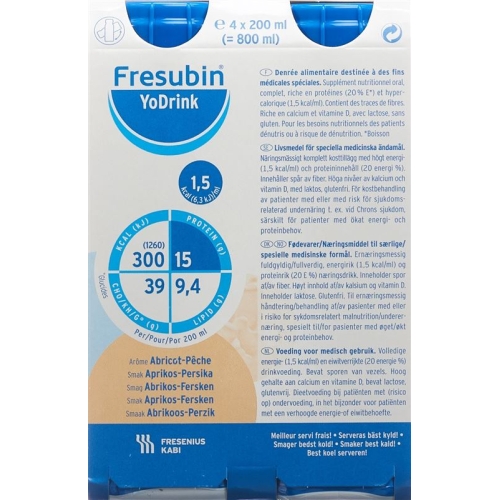 Fresubin Yodrink Aprikose-Pfirsi 4 Flatcap 200ml buy online