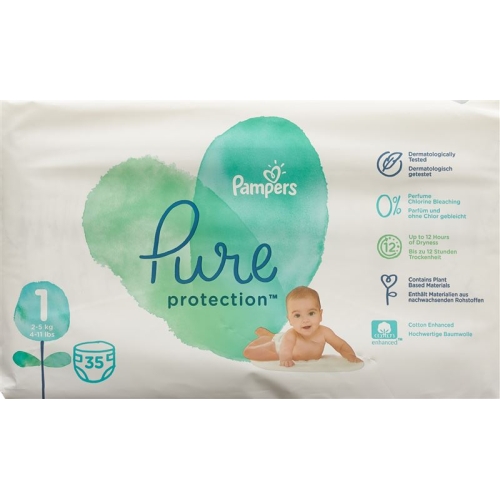 Pampers Pure Prot Grösse 1 2-5kg Newborn Tragep 35 Stück buy online