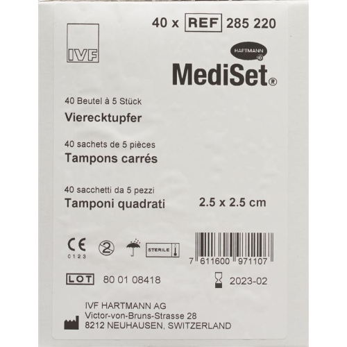 Mediset IVF Vierecktupfer 2.5x2.5cm 40 Beutel 5 Stück buy online