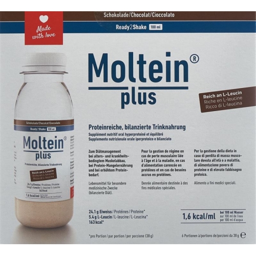 Moltein Plus Ready2Shake Chocolate 6 bottle 38g buy online