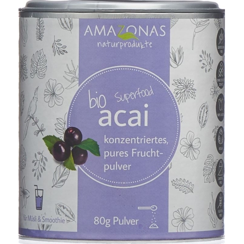 Acai Bio Fruchtpulver 100% Pur Dose 80g buy online