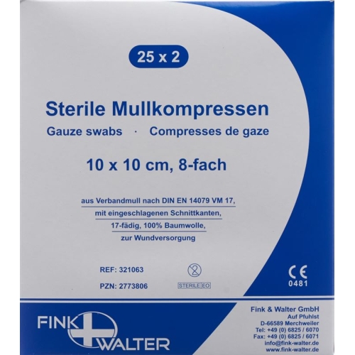 Fiwa Mullkompress 10x10cm Steril 8fa 17faed 25x 2 Stück buy online