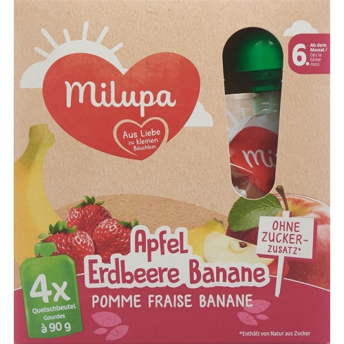 Milupa Pouch Apfel Erdbeere Banane ab dem 4. Monat 4x 90g buy online