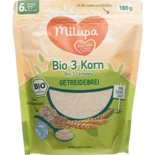 Milupa Bio Getreidebrei 3 Korn 6m Beutel 180g buy online