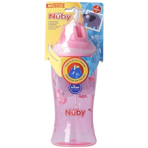 Nuby Flip-it Trinkhalmbecher Tritan 360ml Pink buy online