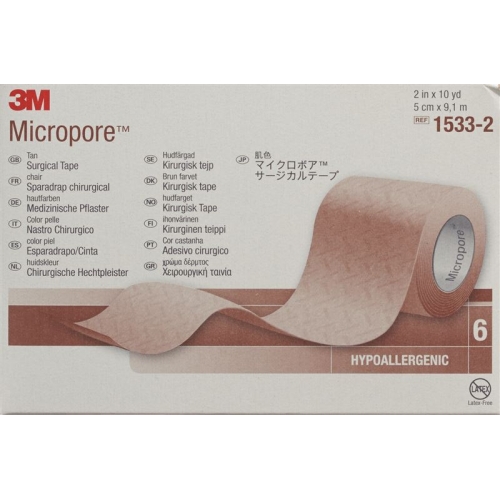 3M Micropore Vlies Heftpflaster ohne Dispenser 50mm x 9.14m beige 6 Stück buy online