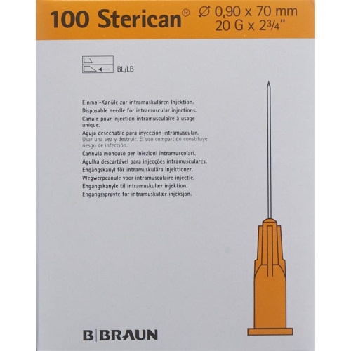 Sterican Nadel 20g 0.90x70mm Gelb Luer 100 Stück buy online