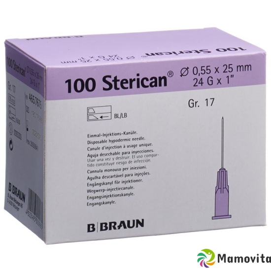 Sterican Nadel 24g 0.55x25mm Lila Luer 100 Stück buy online