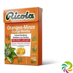 Ricola Orangen-Minze Kräuterbonbons ohne Zucker Box 50g