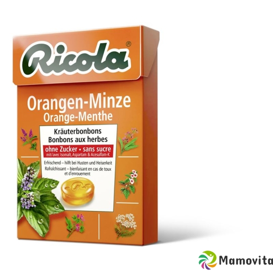 Ricola Orangen-Minze Kräuterbonbons ohne Zucker Box 50g buy online