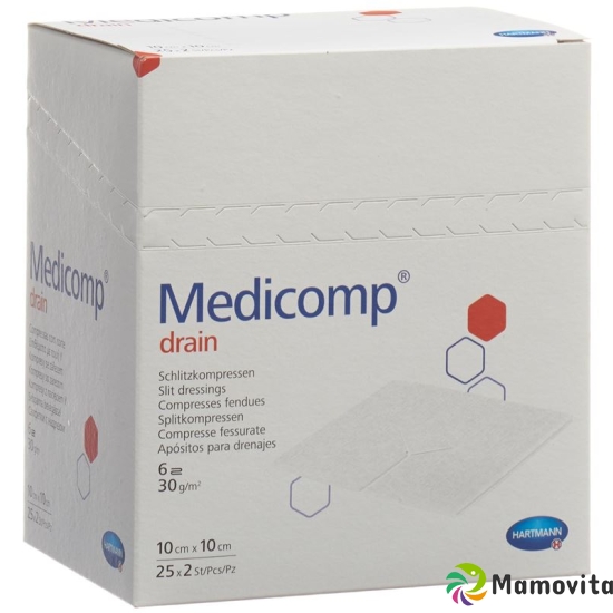 Medicomp Drain Vlieskompressen 10x10cm Steril 25 Beutel 2 Stück buy online