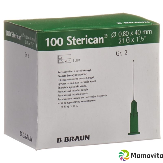 Sterican Nadel 21g 0.80x40mm Grün Luer 100 Stück buy online