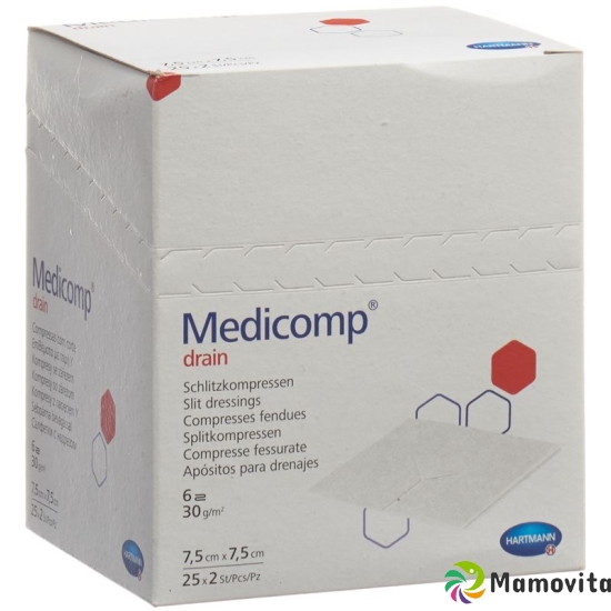 Medicomp Drain Vlieskompressen 7.5x7.5 Steril 25 Beutel 2 Stück buy online