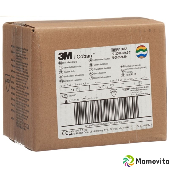 3M Coban Elastische Binde 7.6cmx4.57m Assortiert 12 Stück buy online