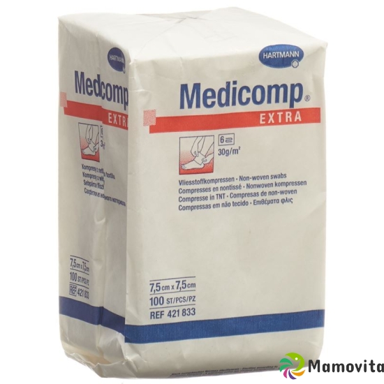 Medicomp Extra Vlieskompressen 7.5x7.5cm Nicht Steril 100 Stück buy online