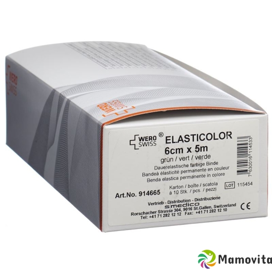 Wero Elasticolor Elastische Binde 5mx6cm Grün 10 Stück buy online