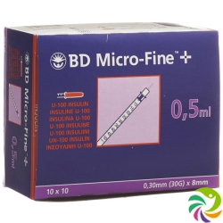 BD Microfine+ U100 Insulin Spritzen 0.30mm x 8mm 100x 0.5ml