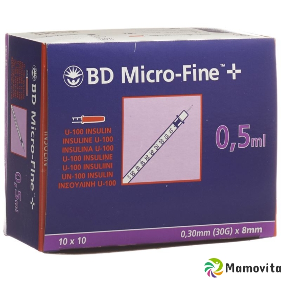 BD Microfine+ U100 Insulin Spritzen 0.30mm x 8mm 100x 0.5ml buy online