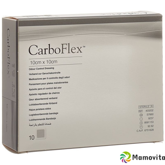 Carboflex Aktivkohle Verband 10x10cm Steril 10 Stück buy online