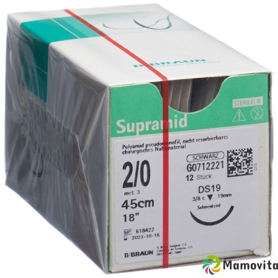 Supramid 45cm Dose 19 2-0 Schwarz 12 Stück buy online