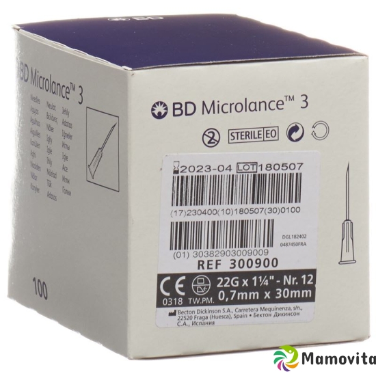 BD Microlance 3 Injektionskanülen 0.7mm x 30mm Schwarz 100 Stück buy online