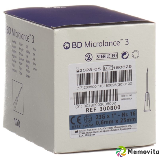 BD Microlance 3 Injektionskanüle 0.6mmx25mm Blau 100 Stück buy online