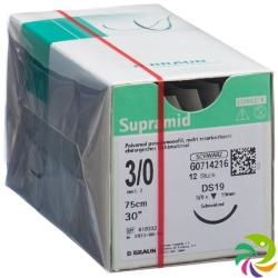 Supramid 75cm Dose 19 3-0 Schwarz 12 Stück