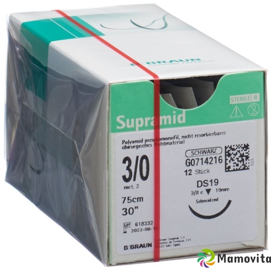 Supramid 75cm Dose 19 3-0 Schwarz 12 Stück buy online