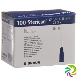 Sterican Nadel 23g 0.60x25mm Blau Luer 100 Stück