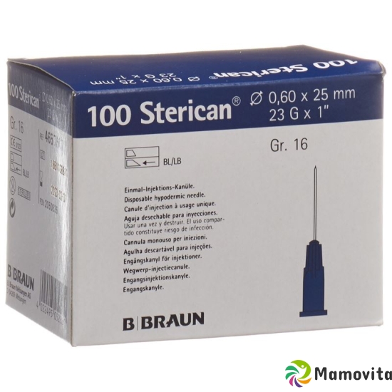 Sterican Nadel 23g 0.60x25mm Blau Luer 100 Stück buy online