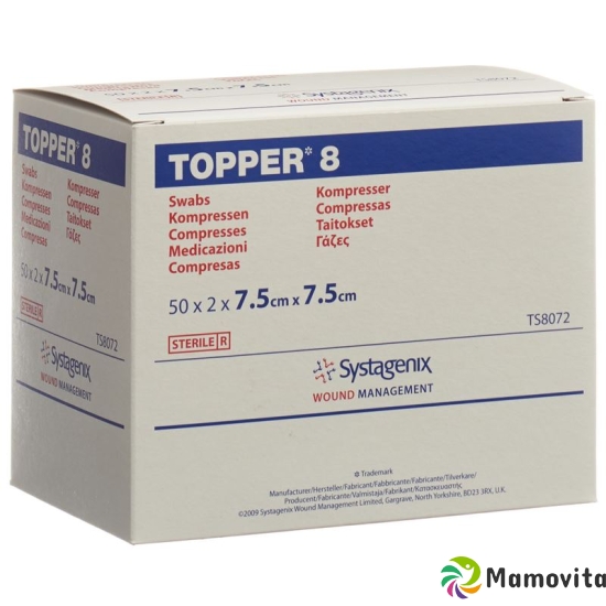 Topper 8 Einmal-Kompressen 7.5x7.5cm Steril 50 Beutel à 2 Stück buy online