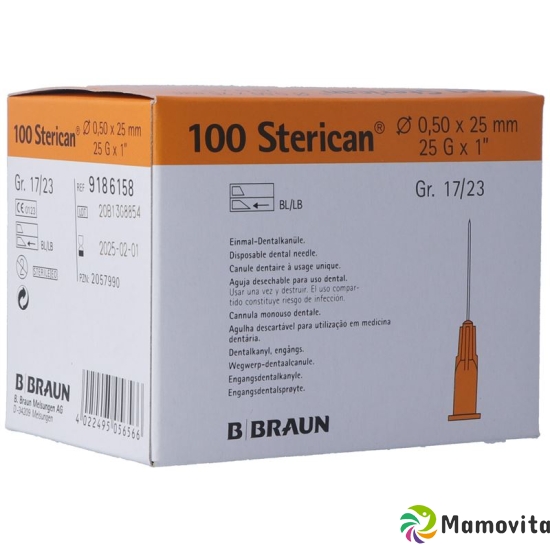 Sterican Nadel Dent 25g 0.5x25mm Orange 100 Stück buy online