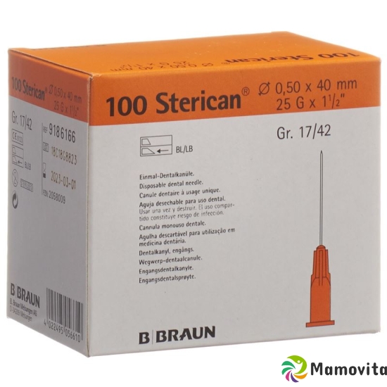 Sterican Nadel Dent 25g 0.5x40mm Orange 100 Stück buy online