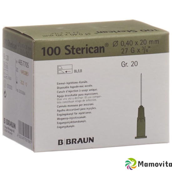 Sterican Nadel 27g 0.40x20mm Grau Luer 100 Stück buy online