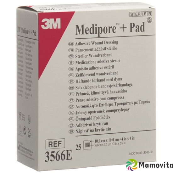 3M Medipore + Pad 10x10cm / Wundkissen 5x5.5cm 25 Stück buy online