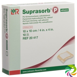 Suprasorb P Schaumverband 10x10cm Adhesive 10 Stück