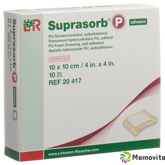 Suprasorb P Schaumverband 10x10cm Adhesive 10 Stück buy online