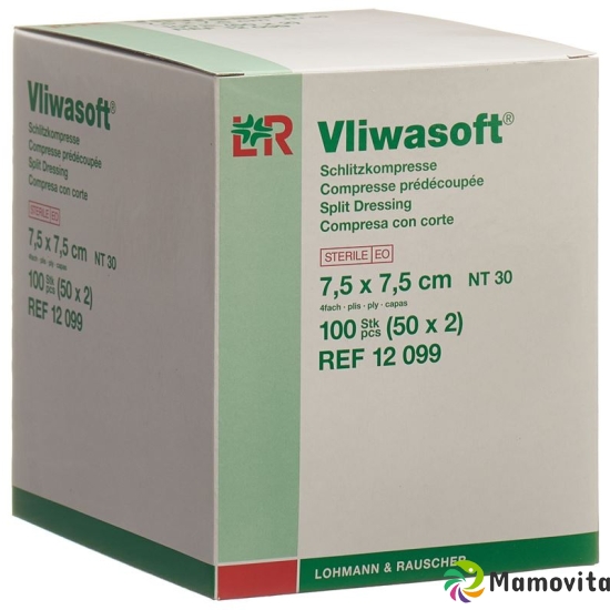 Vliwasoft Schlitzkompresse 7.5x7.5cm Steril 50x 2 Stück buy online