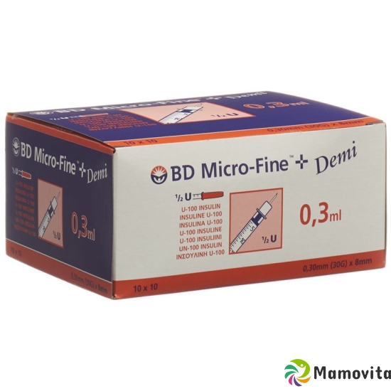 BD Microfine+ Demi U100 Insulin Spritzen 0.30mm x 8mm 100x 0.3ml buy online