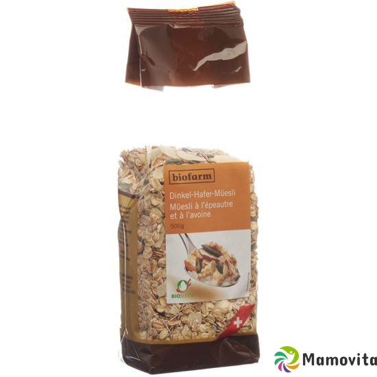 Biofarm Dinkel Hafermüesli Knospe Beutel 500g buy online